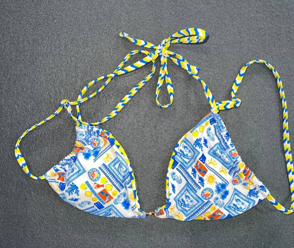 Swim Top Multicolor Abstract Bikini Y2K SWIM Size 8 A009103
